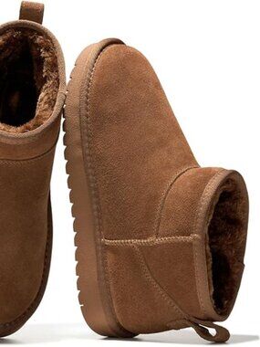 100% Genuine Leather Womens Boots Fur-Lined Booties Ankle Boots for Women